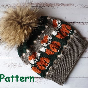 Knitted Fox Hat Pattern | Deutsch & English | Jacquard Hat Tutorial | Slouchy Beanie E-pattern