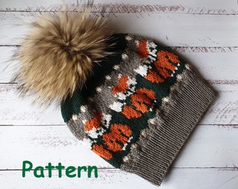 Knitted Fox Hat Pattern | Deutsch & English | Jacquard Hat Tutorial | Slouchy Beanie E-pattern
