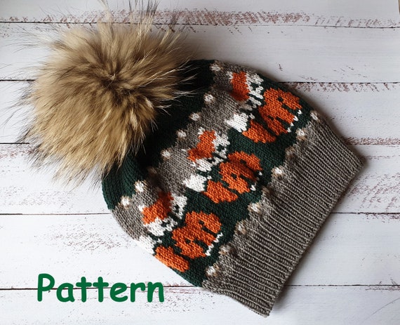 Knitted Fox Hat Pattern | Deutsch & English | Jacquard Hat Tutorial | Slouchy Beanie E-pattern