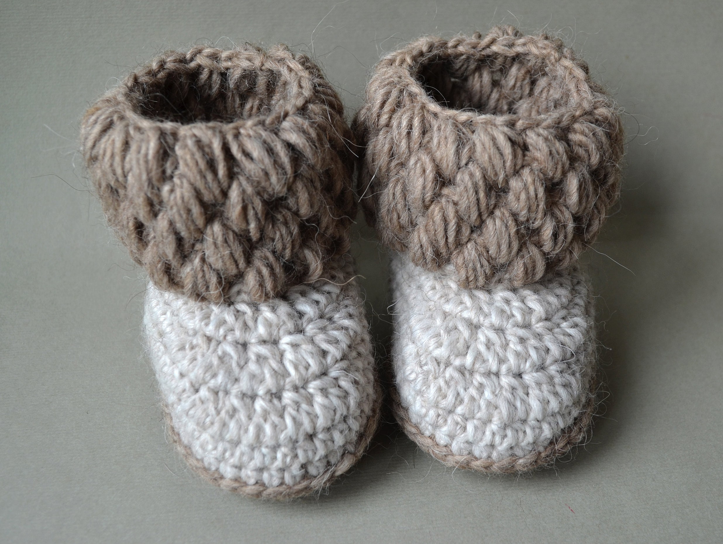 Crocheted Winter Baby Boots Pattern Crochet Beige Shoes Alpaca Warm ...