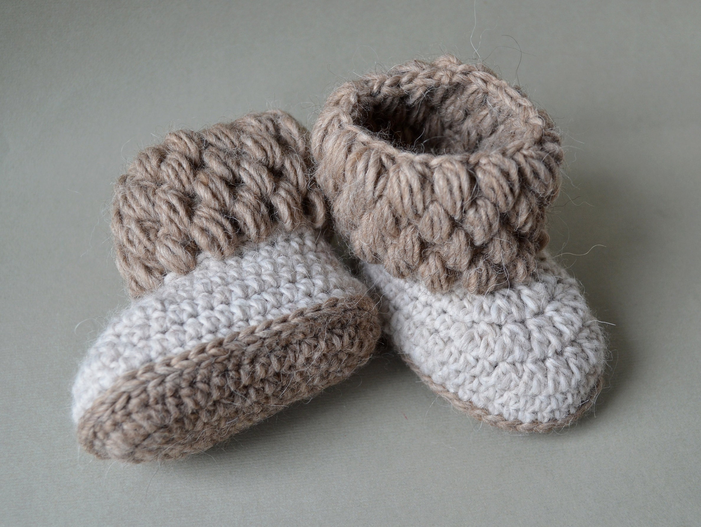 Crocheted Winter Baby Boots Pattern Crochet Beige Shoes Alpaca Warm ...