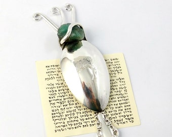 Mezuzah, Sterling Silver Judaica, Personalized Mezuzah Case, Tree of Life, Jewish Art Gift, Silver, Metal Wall Art, Handmade, Vintage
