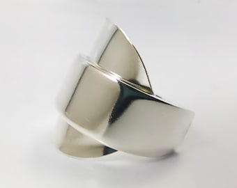 Upcycled Silverplate Spoon Ring, Wide Band, Boho Jewelry
