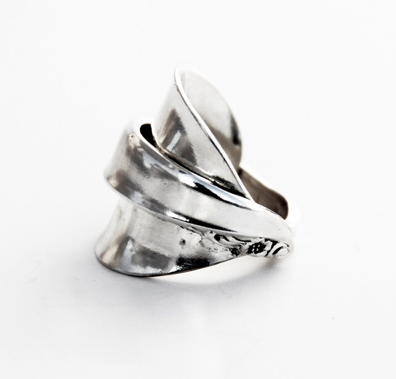 Spoon Ring, Silver Ring, Wide Ring, Boho Jewelry, Statement Ring, Silverware Jewelry, Anniversary Gift, Floral, Gift for Her, Unique Jewelry image 9