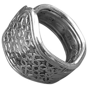 Star of David Arabesque Band-Shape Silver Spoon Ring