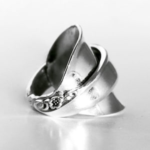 Spoon Ring, Silver Ring, Wide Ring, Boho Jewelry, Statement Ring, Silverware Jewelry, Anniversary Gift, Floral, Gift for Her, Unique Jewelry image 1