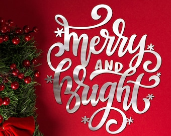 20" Merry and Bright Holiday Wall Decor, Christmas Wall Decor, Wall Art, Front Door Decor, sign, front door, front door wreaths, door decor