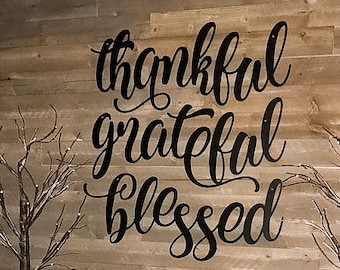 15" SET OF THREE thankful - grateful - blessed metal art, Metal Wall Decor, Metal Words, Metal Wall Art, Rustic Decor, Laser Cut, Farmhouse