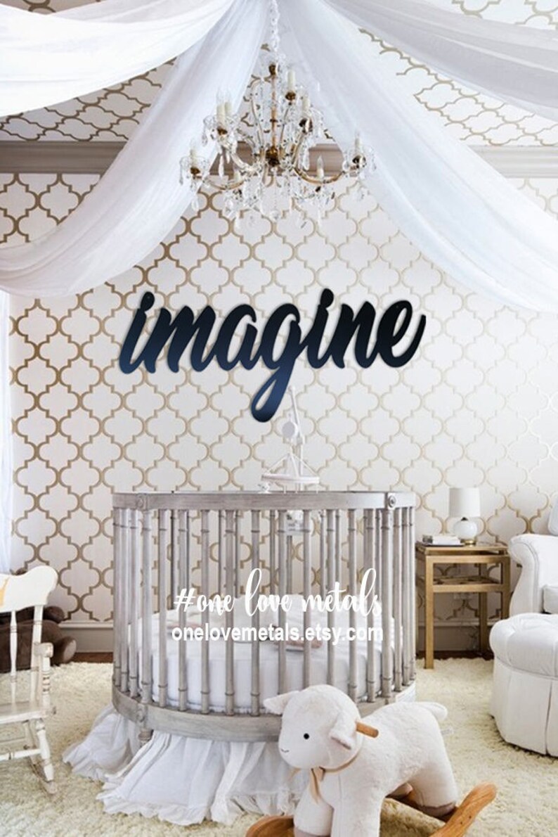 44 Imagine Sign Metal Wall Art Word Art Metal Words Etsy