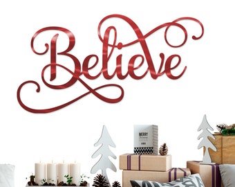 Believe Sign, Believe Metal Sign, Christmas Signs, Believe Christmas Sign, Merry Christmas Sign, Christmas Wall Art, Christmas Decorations