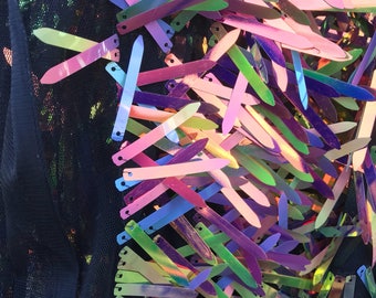 Iridescent Sword Shape Sequin on Mesh Base 54 inch Different Colors Sold by the Yard