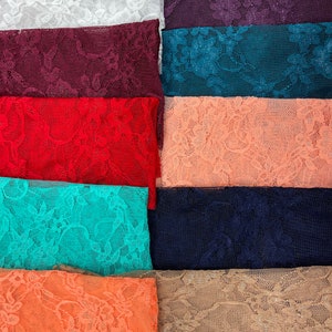 Stretch Lace Fabric. Lingerie lace 4 way stretch soft lace fabric. 56” wide. Fabric sold by yard(13 colors available) image 2
