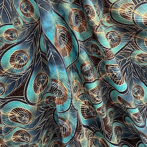 New Peacock print on best quality of poly Spandex Fabric 4 way Stretch- fabric sold by yard 60” wide