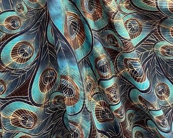 New Peacock print on best quality of poly Spandex Fabric 4 way Stretch- fabric sold by yard 60” wide