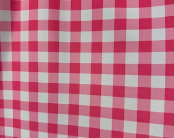 Pink Gingham Squares Print Nylon Spandex fabric 4 way stretch 60” wide/ fabric sold by yard ships from Los Angeles CA