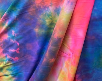 New Rainbow Tie Dye Nylon Spandex Fabrics sold by the Yard - tie dye pattern spandex-Plain design