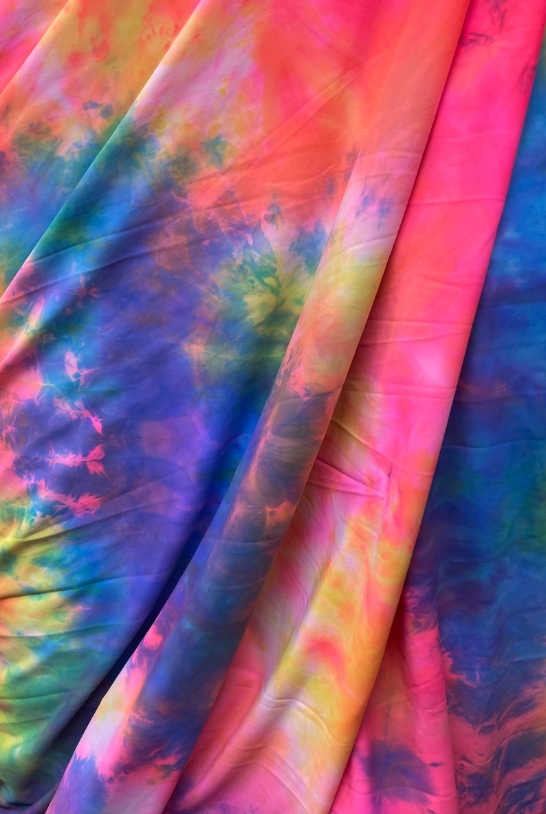 New Rainbow Tie Dye Nylon Spandex Fabrics Sold by the Yard Etsy