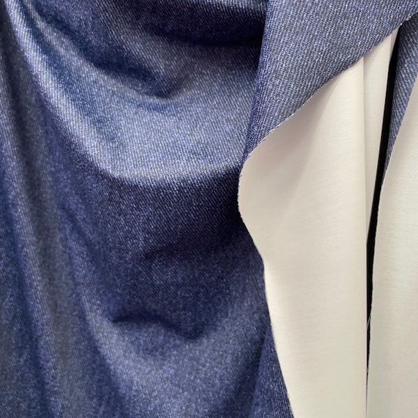 New Dark blue Denim print on Nylon spandex fabric 4way Stretch. Fabric sold by the yard (60” width)