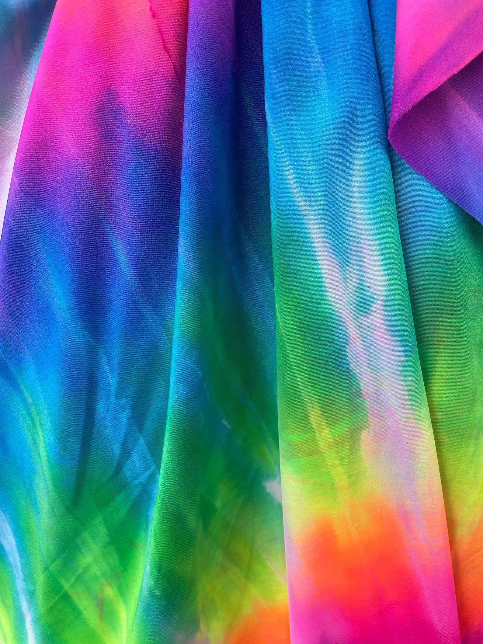 New Rainbow Tie Dye Nylon Spandex Fabrics Sold by the Yard Etsy