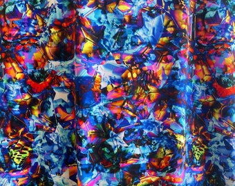 New STARS / Abstract Tie Dye Print on Nylon spandex fabric 4way Stretch. Fabric sold by the yard