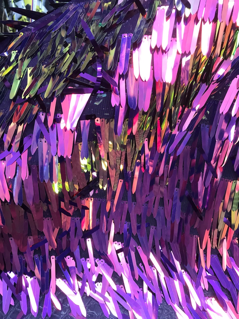 Iridescent Sword Shape Sequin on Mesh Base 54 inch Different Colors Sold by the Yard