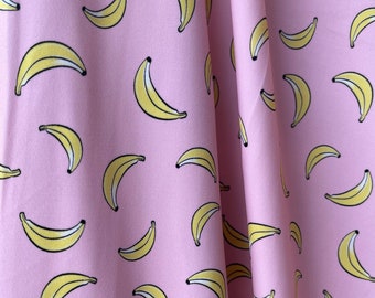 New Bananas Print Nylon Spandex Fabric 4 way Stretch Sold by the Yard 60” wide