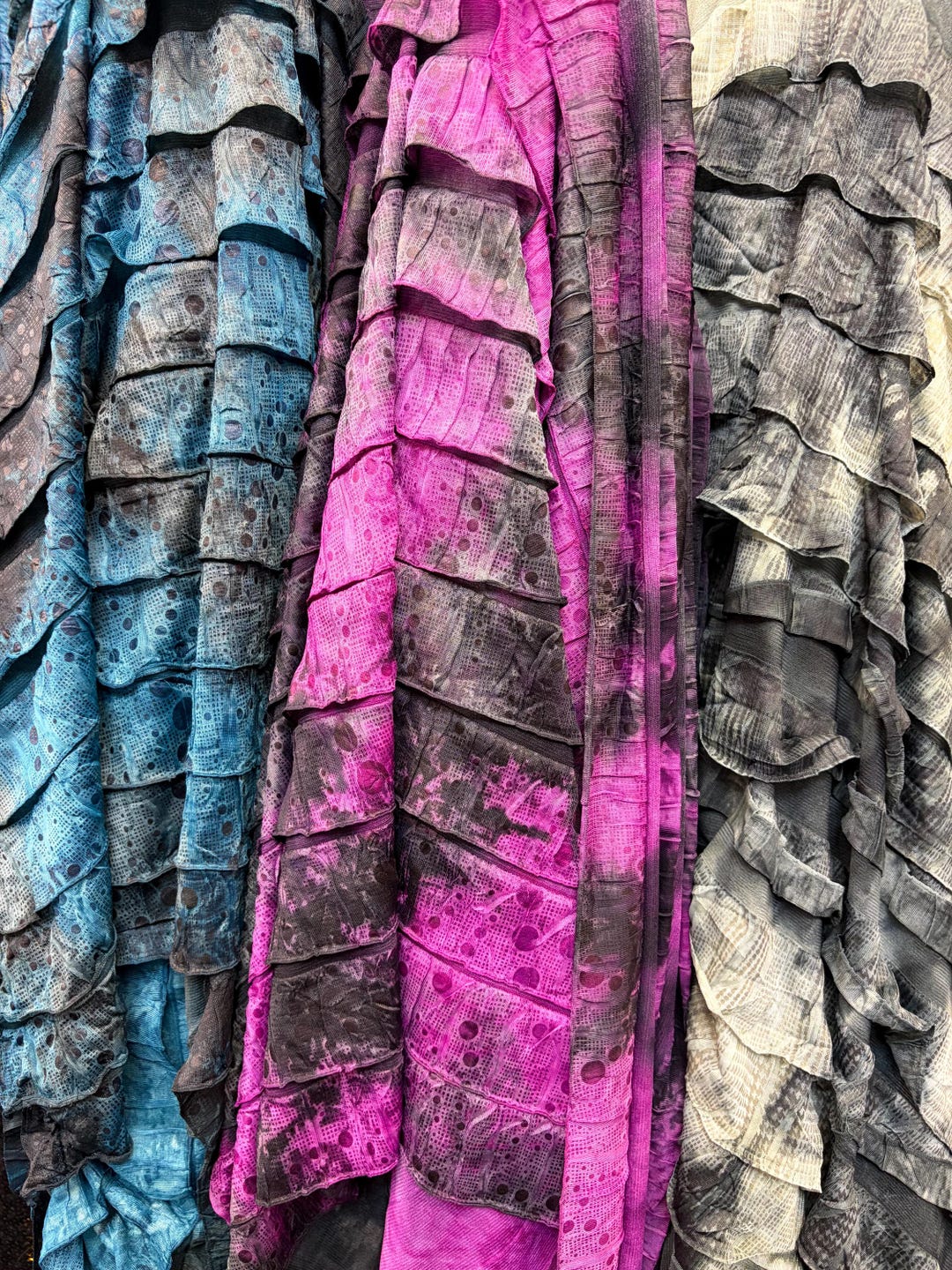 1 1/2 Inch Tie Dye Ruffles Fabric 52” Wide Sold by Yard. Stretch Fabric ...