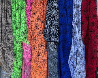 Power Mesh Lining Black Spider Web Mesh Fabric Sold by the Yard- Nylon 4way stretch- Dance-wear  Black, White Mesh-Retro-lace- Net- 8 Colors