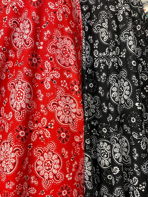Cotton Spandex Fabric Red & Black Bandana Print Very Soft Cotton  Fabric-stretch Fabric by Yard 