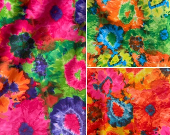 New Flower Tie Dye print Fabric/ tie dye spandex 4 way Stretch Nylon spandex Fabric sold by the yard 60”wide