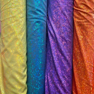 Hologram shattered glass fabric 4 way stretch 60” wide nylon spandex/ ships from Los Angeles CA, USA