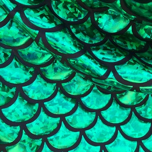 Green Jumbo Foil Hologram Mermaid Fish Scales on Spandex - Etsy