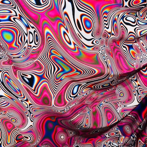 Pink Liquid electric psychedelic pswirls Abstract 4way stretch nylon spandex fabric sold by the yard 60&quot; wide fabric