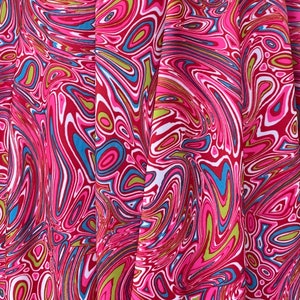 Nouveau tissu poly spandex extensible rose/bleu/blanc avec peinture liquide abstraite, vendu par mètre, tissu de 60 po. de large
