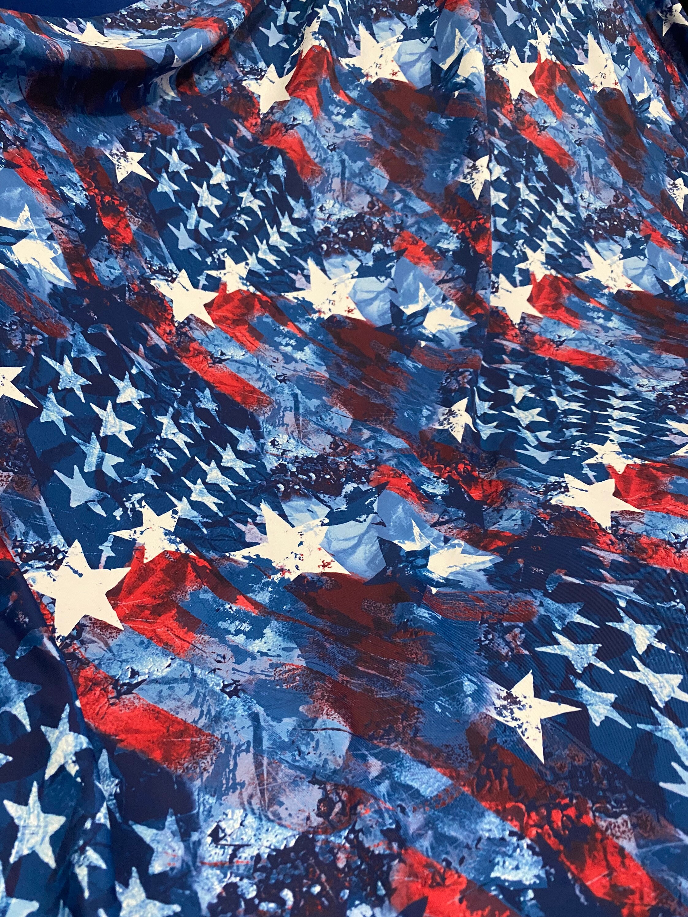 New Patriotic Tie dye American Flag Print on Nylon Spandex | Etsy