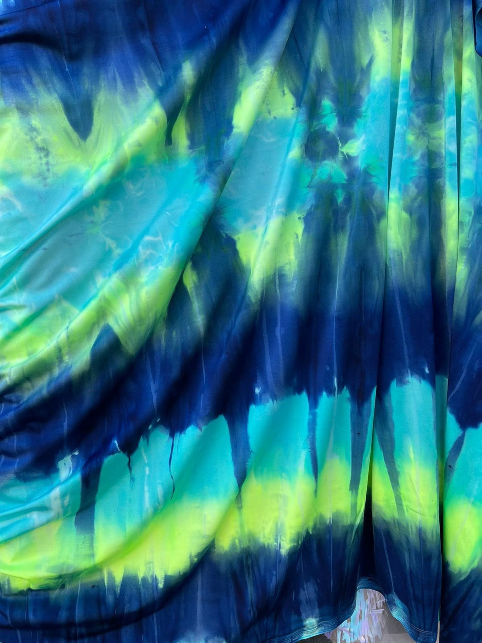 New Green/blue Tie Dye Nylon Spandex Fabrics Sold by the Yard | Etsy