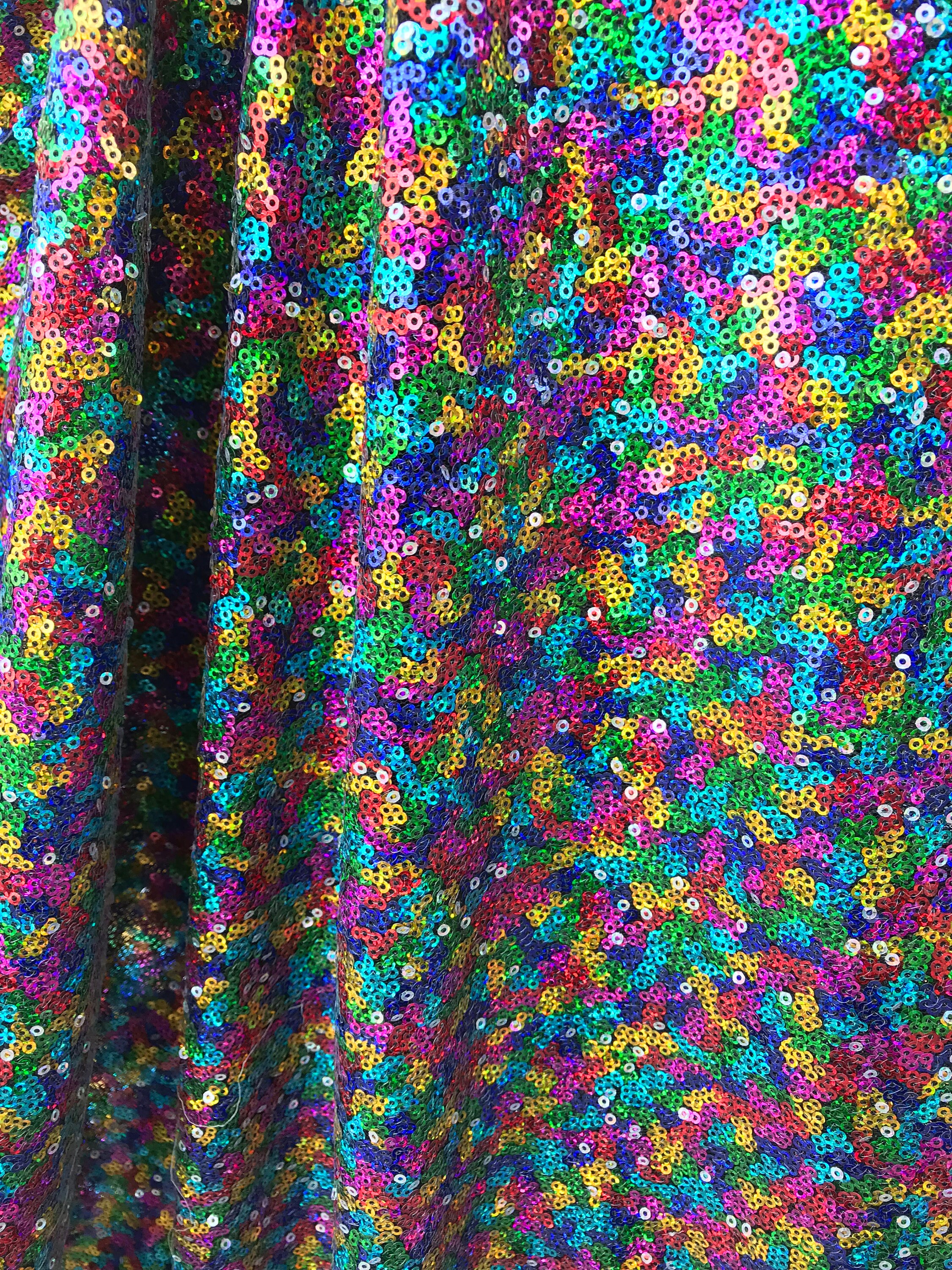 Multicolore Rainbow 2mm Mini Sequins on Mesh Fabric Sold By Etsy