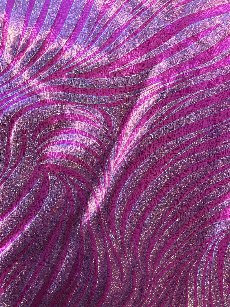 Two Tone Zebra Print Mystic Nylon Spandex Hologram Fabric Sold | Etsy