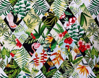 Tropical Diamond Print on nylon spandex 4-Way Strech Fabric Sold by yard- knit fabric-Tropical print