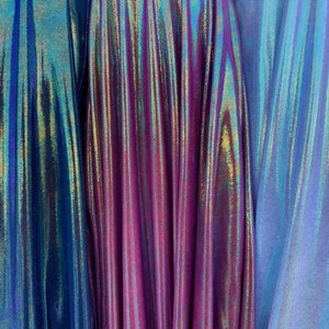 Iridescent Foggy Shiny Foil Metallic Mystik Stretch Fabric sold by yard -3 colors available Iridescent Fabric