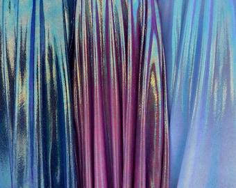 Iridescent Foggy Shiny Foil Metallic Mystik Stretch Fabric sold by yard -3 colors available Iridescent Fabric