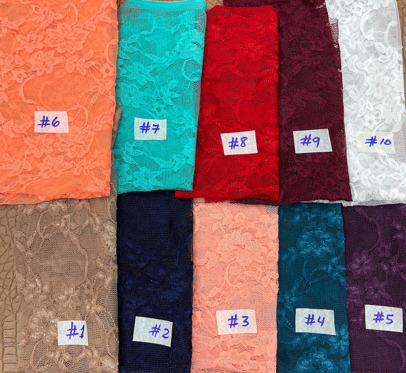 Stretch Lace Fabric. Lingerie lace 4 way stretch soft lace fabric. 56” wide. Fabric sold by yard(13 colors available) image 1