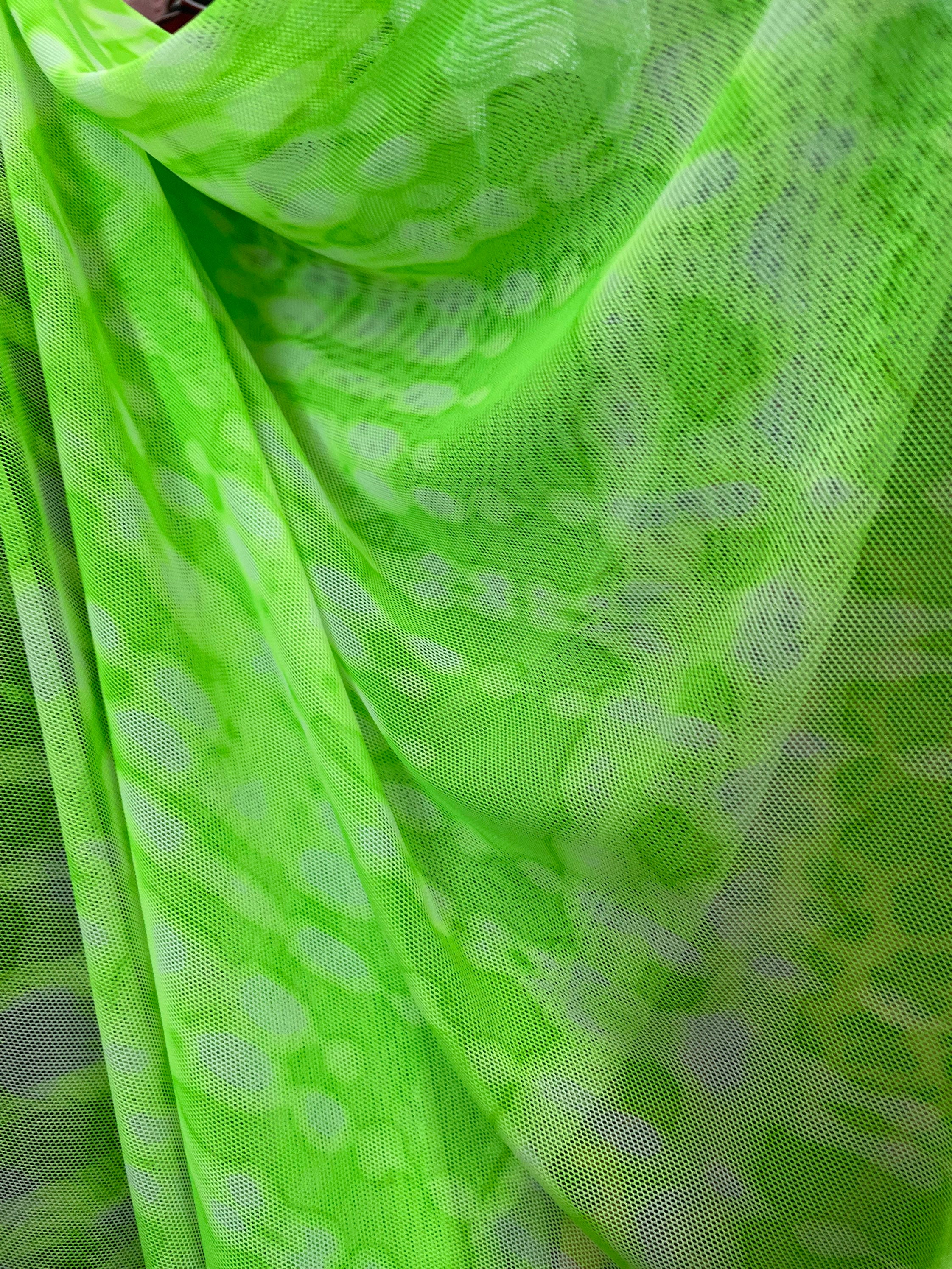 New Lime/white Neon Tie Dye MESH Fabrics Mesh Fabric Sold by Etsy