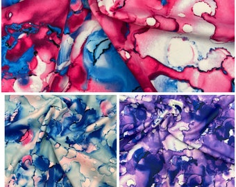 Tie  dye spandex print fabric, 4 way stretch nylon spandex fabric sold by yard 60” wide 3 colors available