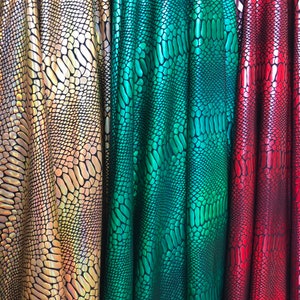 Multicolor Snake Print on Black Base Spandex Fabric sold by yard -