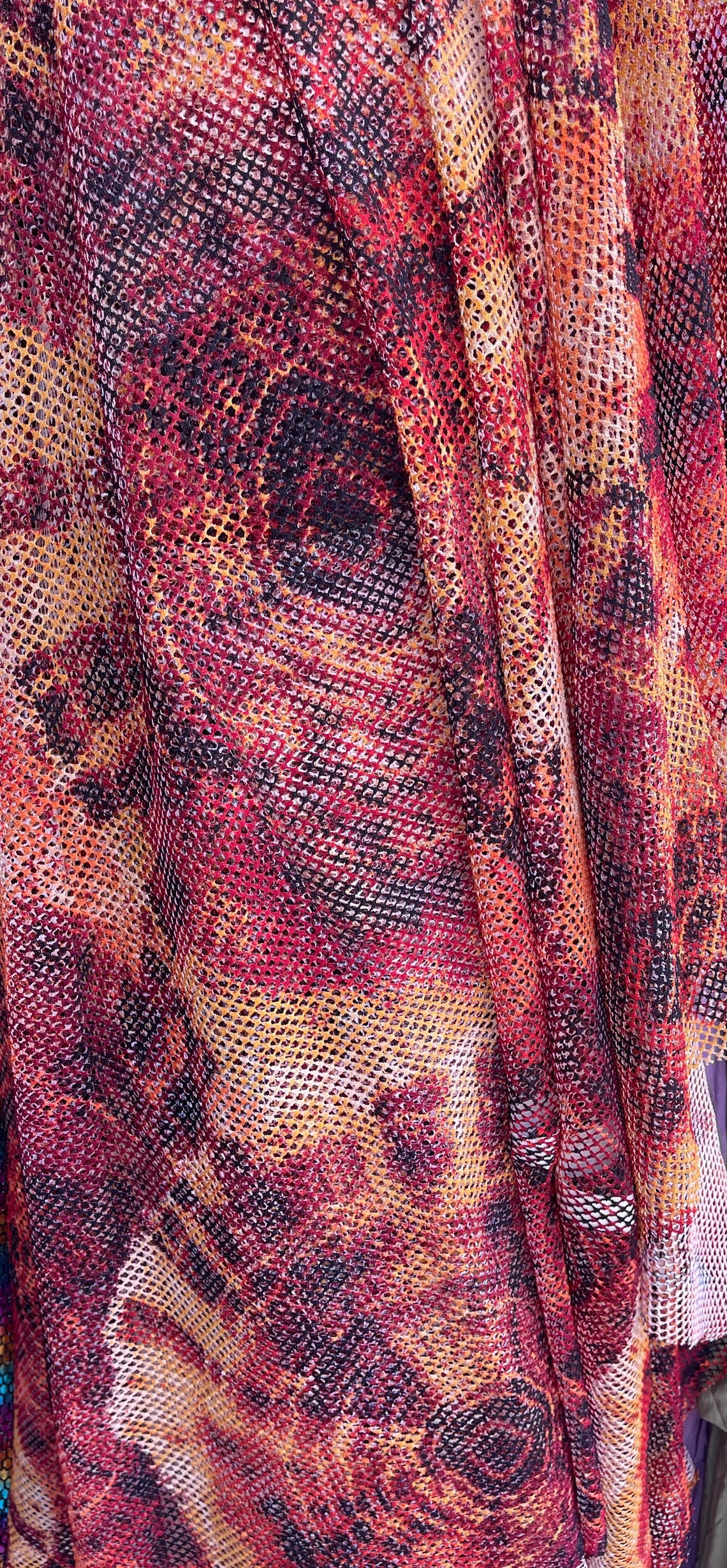 Orange/Red tie dye 2 way stretch fabric 60 wide. See Etsy