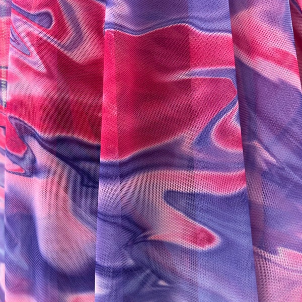 New MESH Pink/purple melting liquid Marble design print on best quality of mesh spandex fabric 4-way stretch 58/60” Sold by the YD.