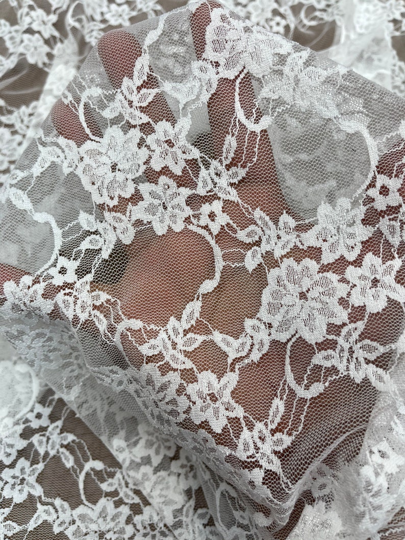 Stretch Lace Fabric. Lingerie lace 4 way stretch soft lace fabric. 56” wide. Fabric sold by yard(13 colors available) image 5