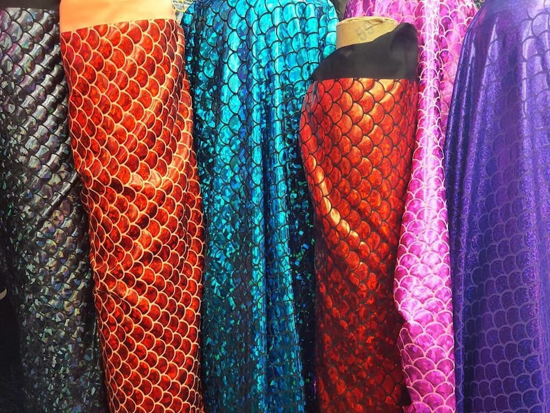 Mermaid Fabric Hologram Fish Scales Stretch Spandex 5860 wide Sold by Yard