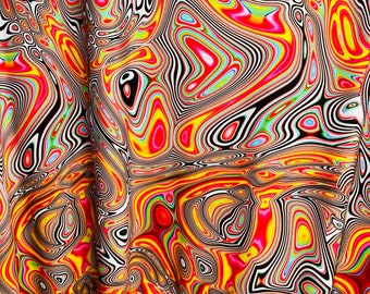 Liquid electric psychedelic pswirls Abstract 4way stretch nylon spandex fabric sold by the yard 60" wide fabric